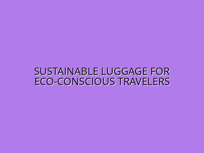 Eco-Friendly Luggage Options: Sustainable Materials and Brands