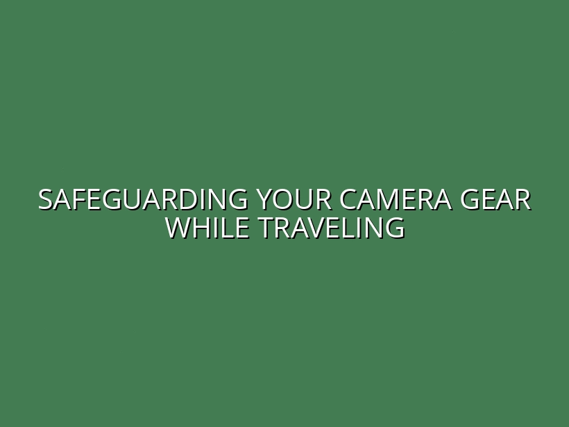 How to Protect Your Camera Gear from Damage During Travel